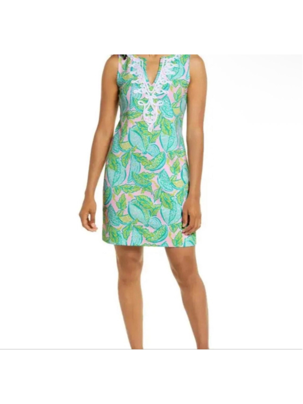 Women's Lilly Pulitzer Mini shift Dress M Pink Green Citrus Print